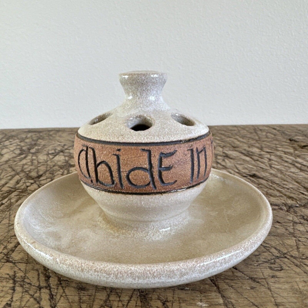 Oil Diffuser Studio Art Pottery Bible Verse Abide in Me Flower Frog Vase Wilder